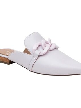 Paolo Pale Pink Pointed Slip-On Mules with Chain Accent